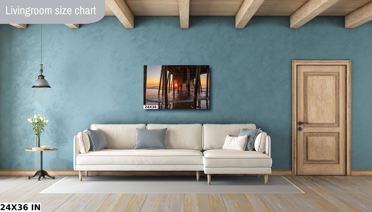 Maine Coastal Wall Art, Old Orchard Beach Pier Sunrise Print