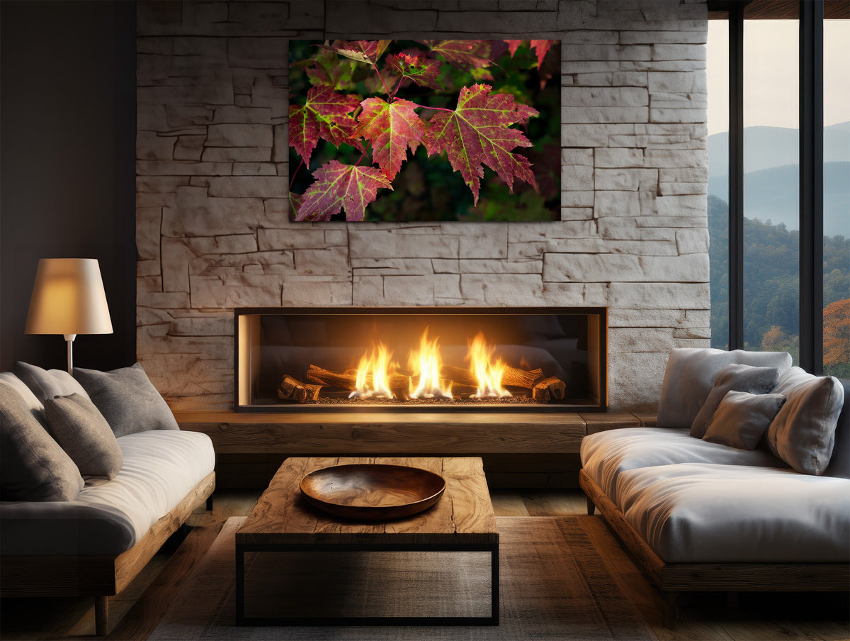 Red Maple Leaf Print, New England Fall Photography Wall Art Decor