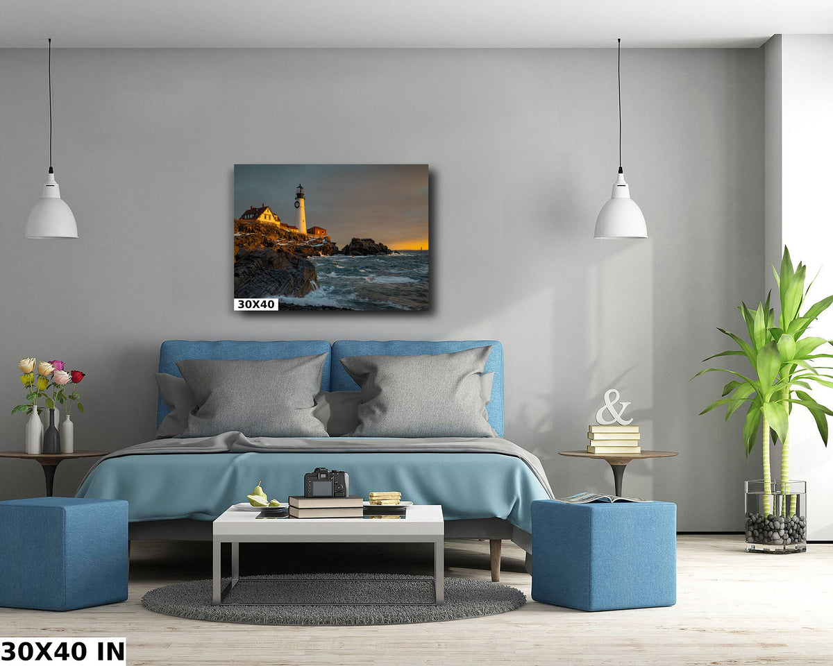Portland Head Light Print, Sunrise Maine Lighthouse Wall Art