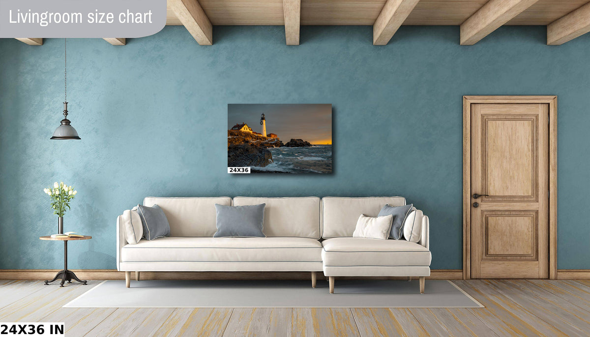 Portland Head Light Print, Sunrise Maine Lighthouse Wall Art
