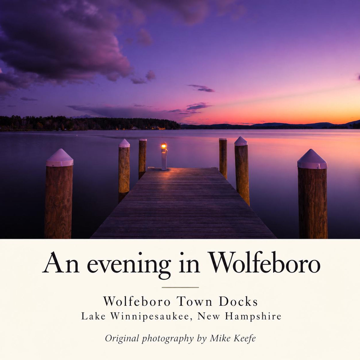Lake Winnipesaukee Print, Wolfeboro Docks Sunset Photo Wall Art