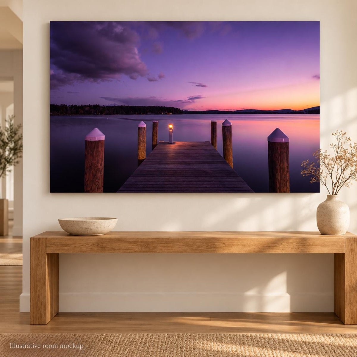 Lake Winnipesaukee Print, Wolfeboro Docks Sunset Photo Wall Art