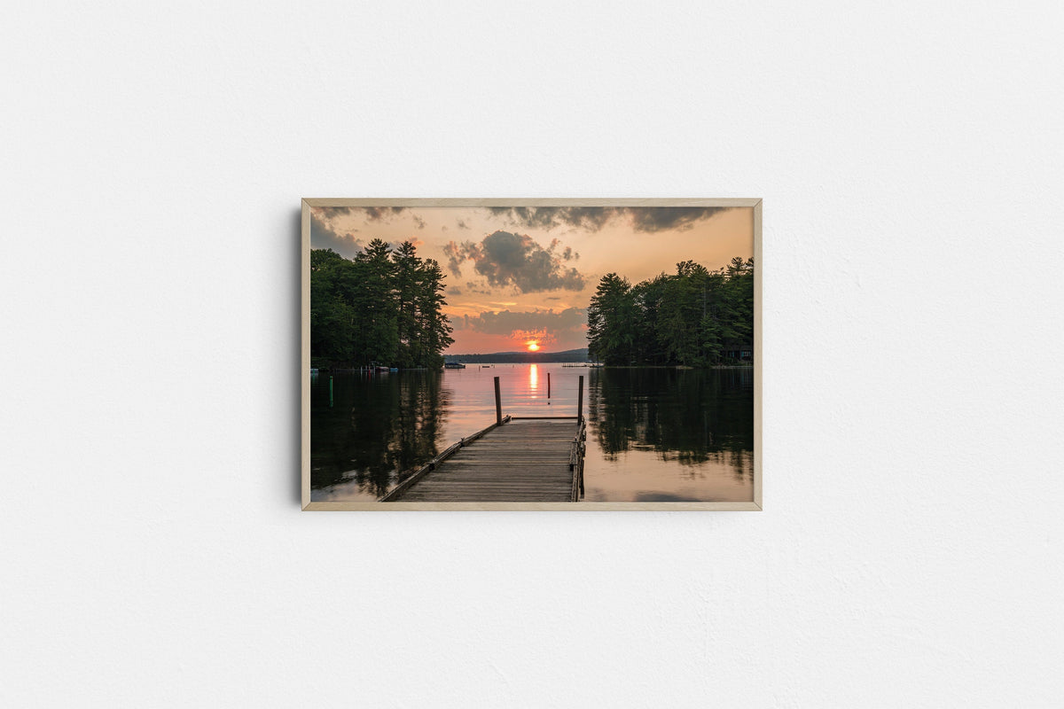 Lake House Wall Art, Great East Lake Dock Sunset Landscape Print