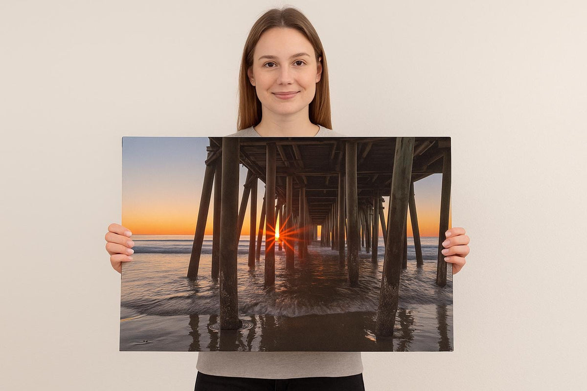 Maine Coastal Wall Art, Old Orchard Beach Pier Sunrise Print