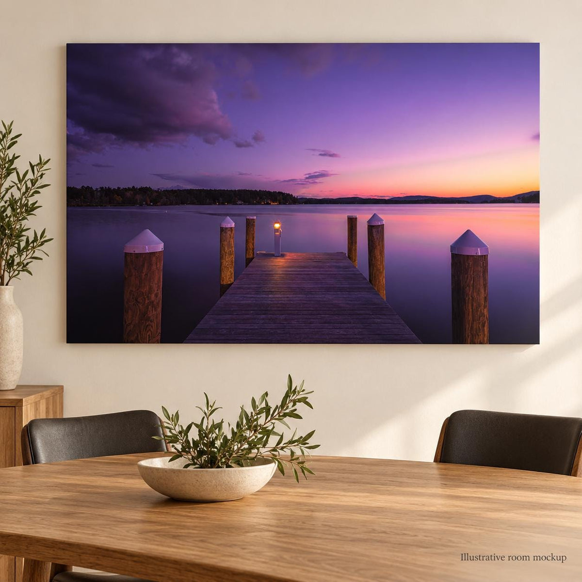 Lake Winnipesaukee Print, Wolfeboro Docks Sunset Photo Wall Art