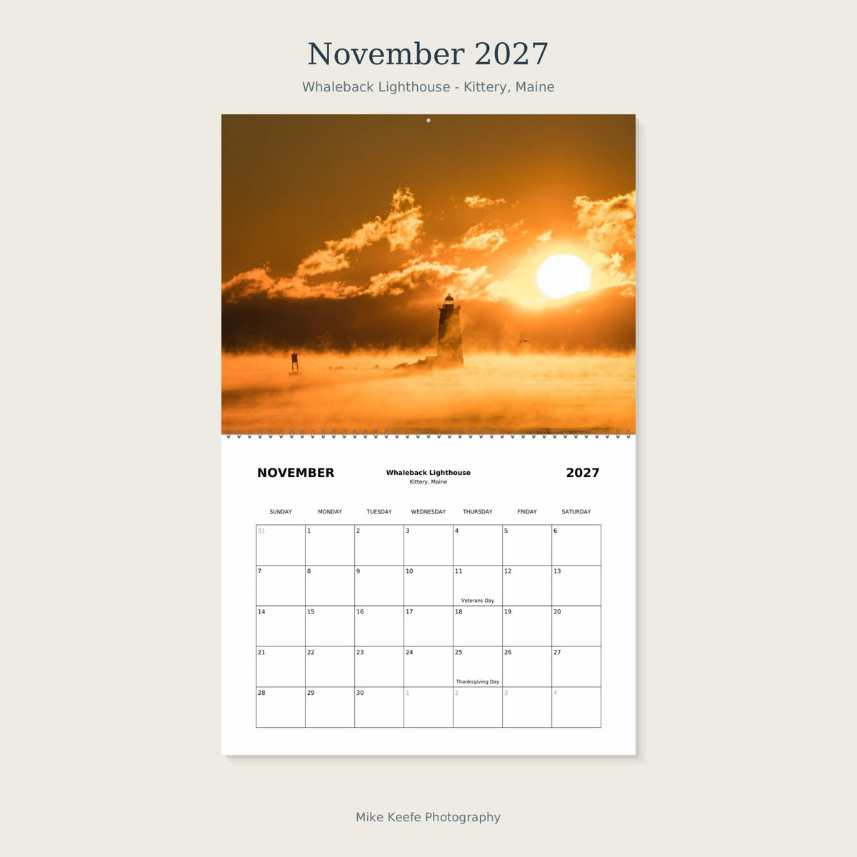 2027 Maine Lighthouses & Coastal Landscapes Wall Calendar