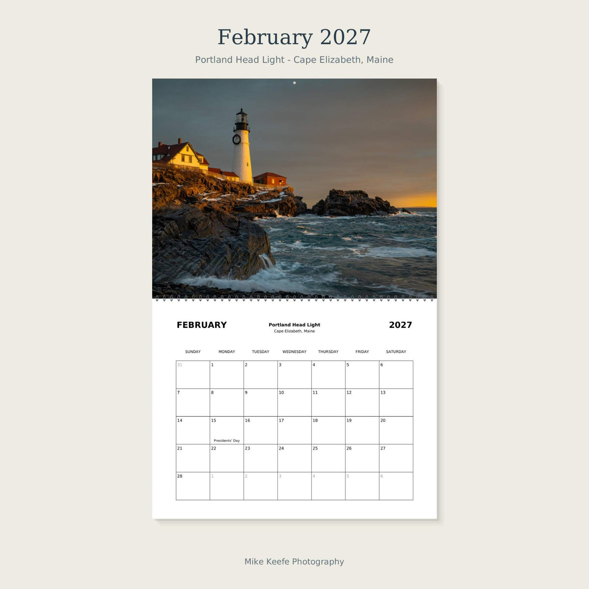 2027 Maine Lighthouses & Coastal Landscapes Wall Calendar