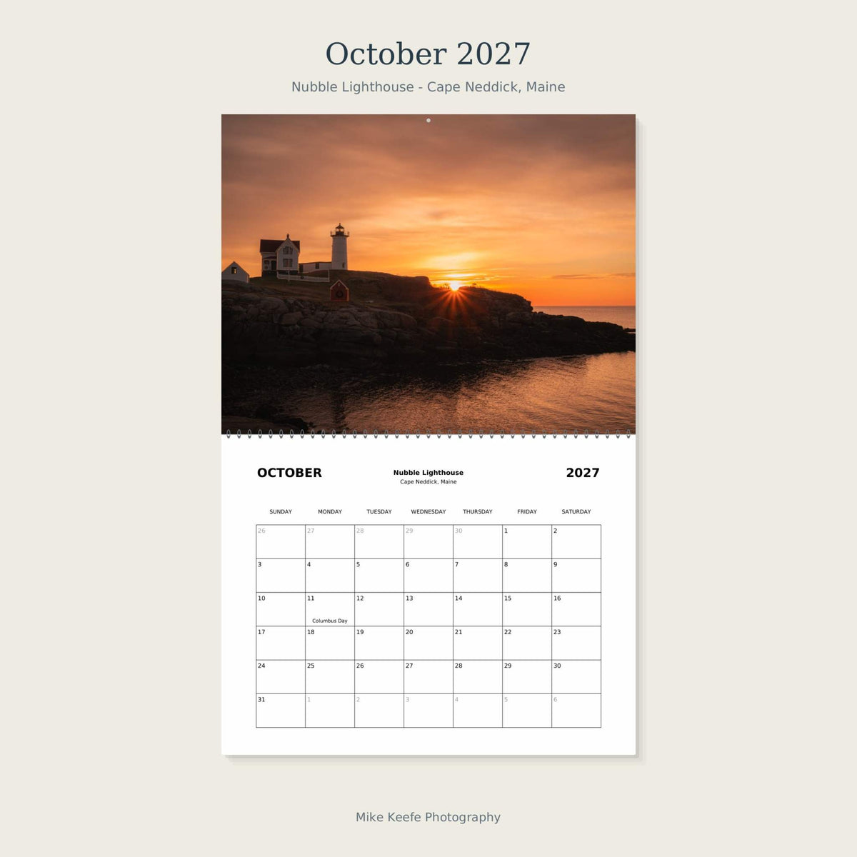 2027 Maine Lighthouses & Coastal Landscapes Wall Calendar