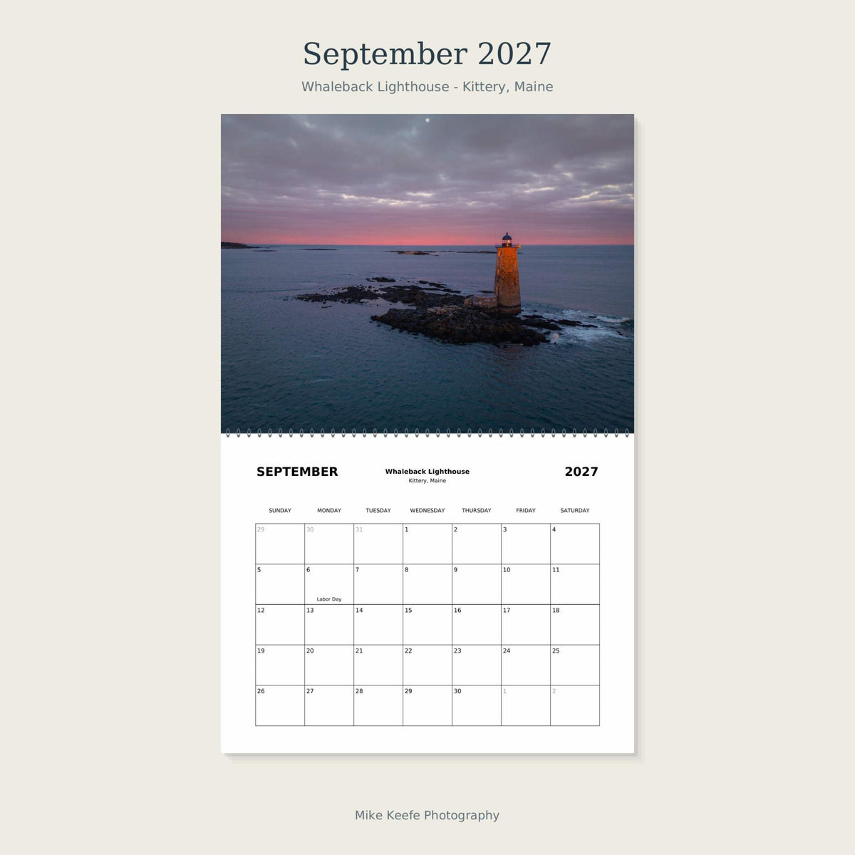 2027 Maine Lighthouses & Coastal Landscapes Wall Calendar