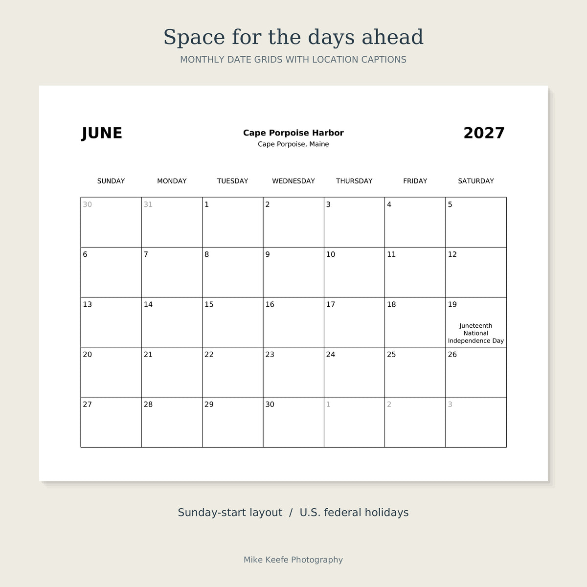 2027 Maine Lighthouses & Coastal Landscapes Wall Calendar