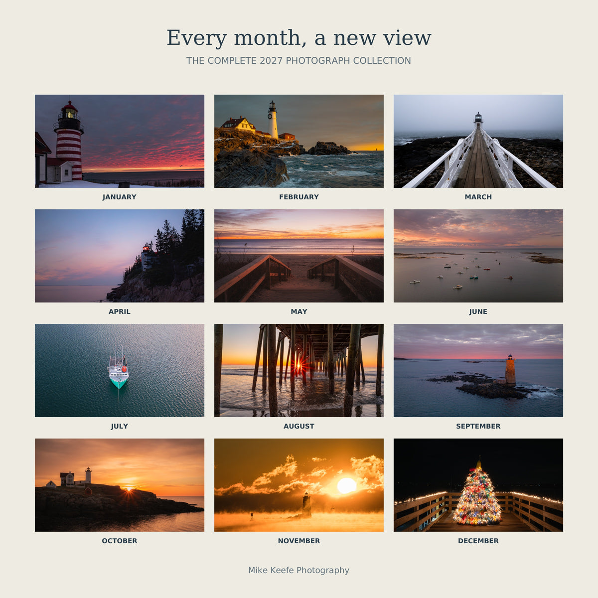 2027 Maine Lighthouses & Coastal Landscapes Wall Calendar