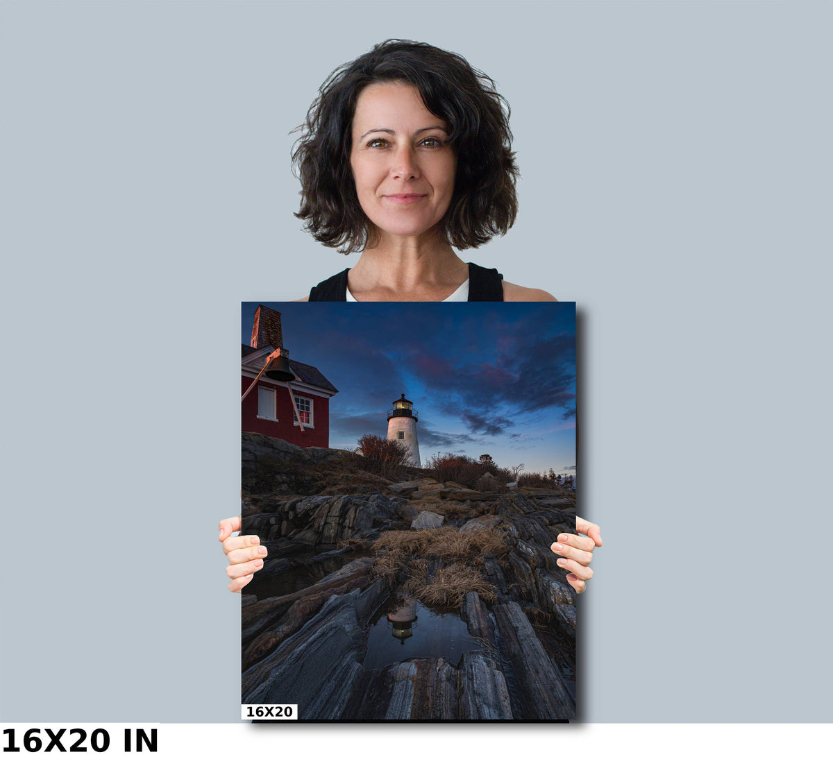 Pemaquid Point Lighthouse Print, Maine Coastal Canvas Wall Art
