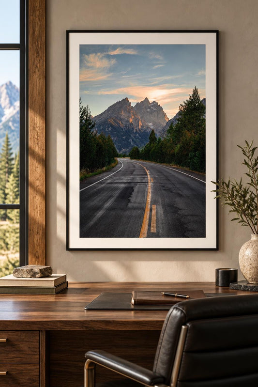 Grand Teton Wall Art, Jenny Lake Road Print, Wyoming Photo Art
