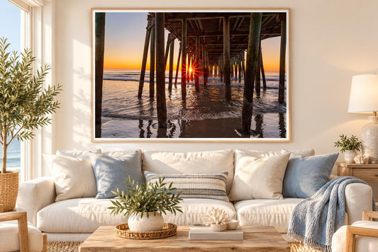 Maine Coastal Wall Art, Old Orchard Beach Pier Sunrise Print