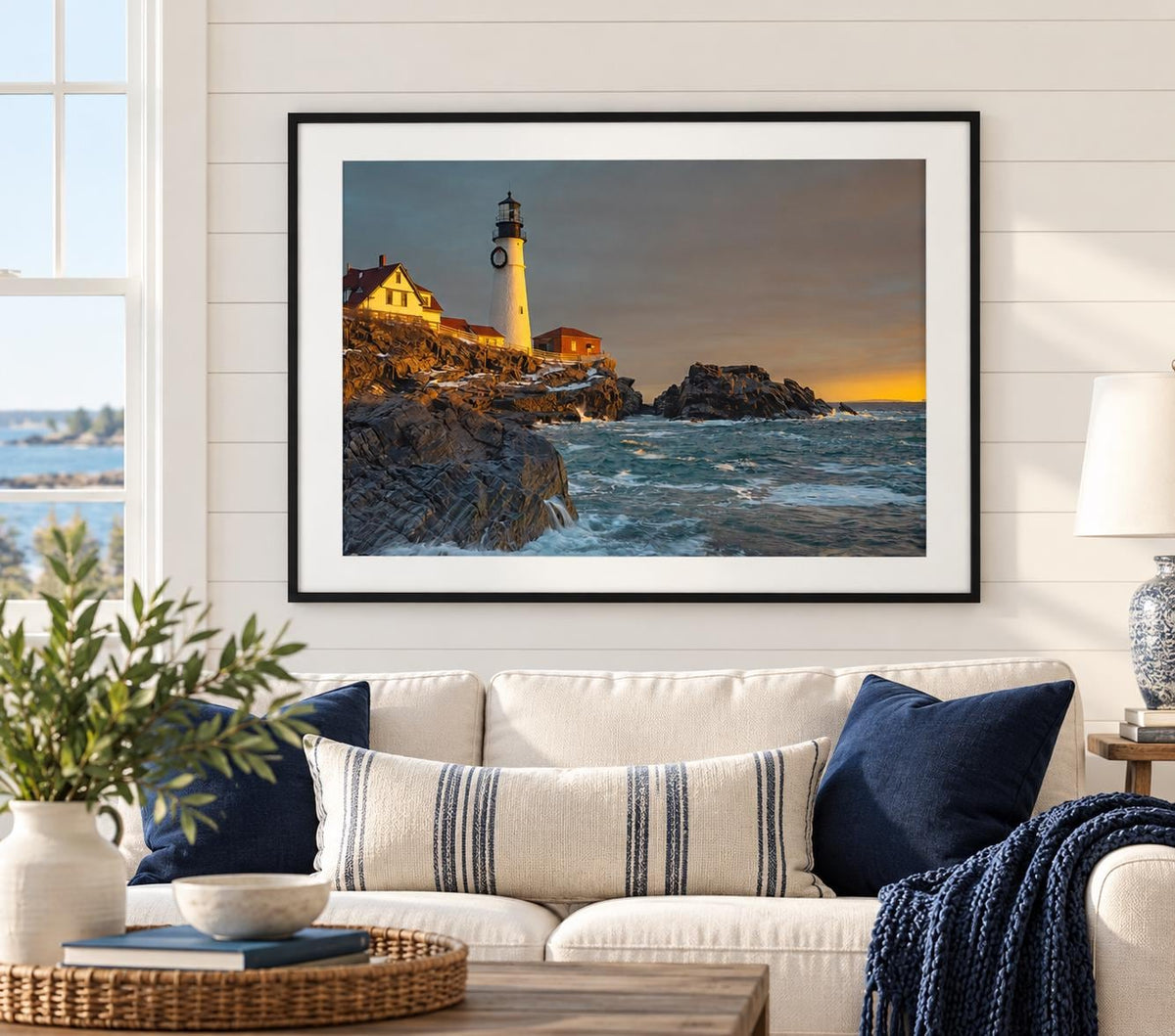 Portland Head Light Print, Sunrise Maine Lighthouse Wall Art
