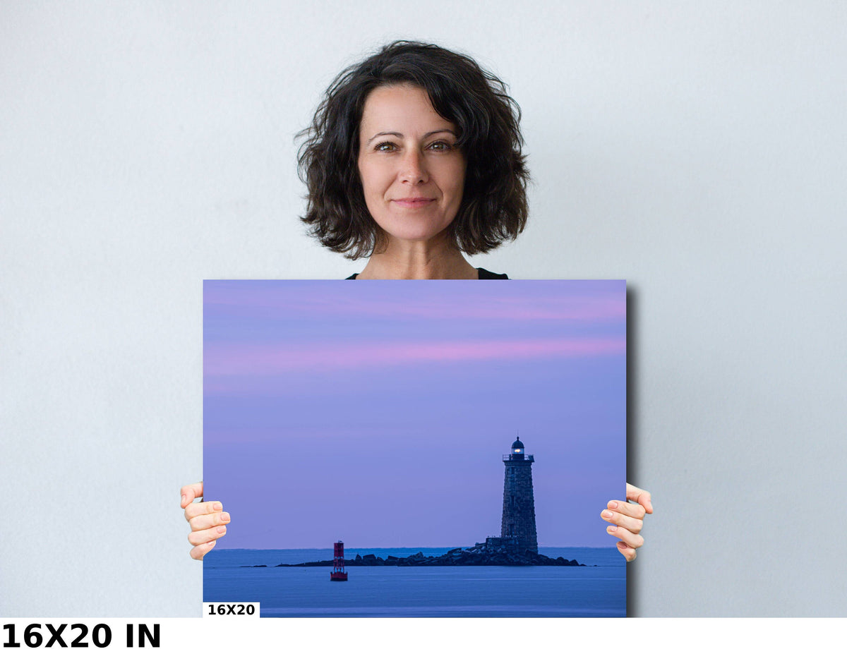 Whaleback Lighthouse Print, Pastel Sunrise Portsmouth Harbor Art