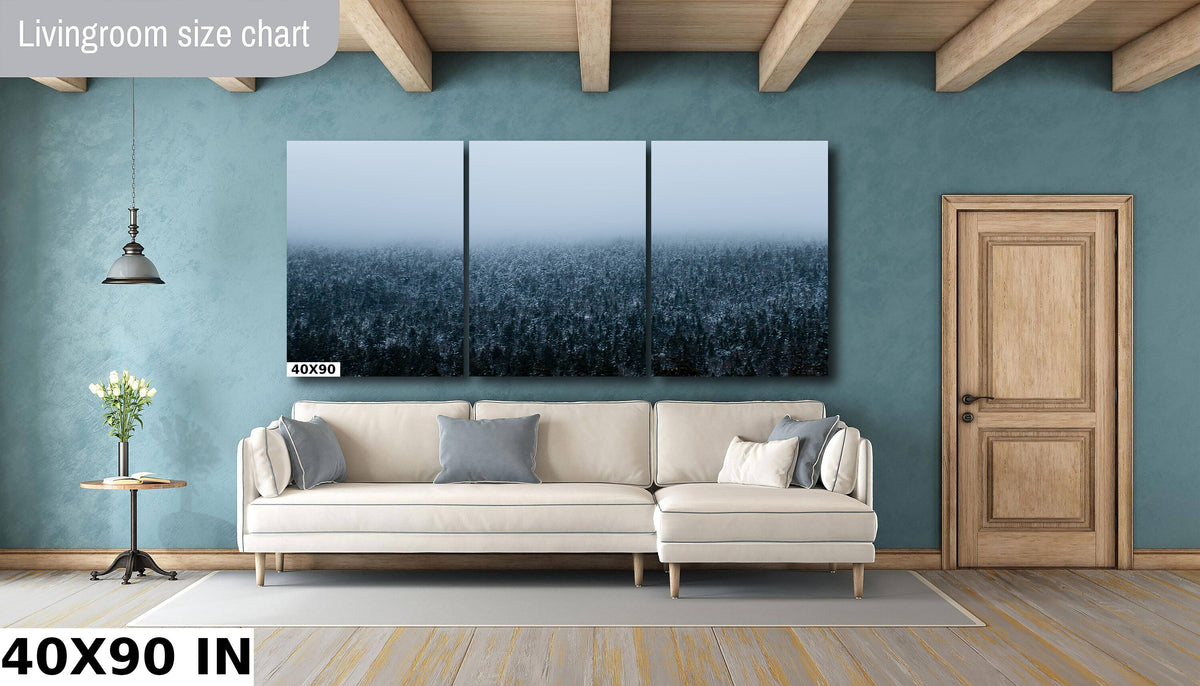 Winter Forest Wall Art, Snowy Evergreen Mountains Photography Print