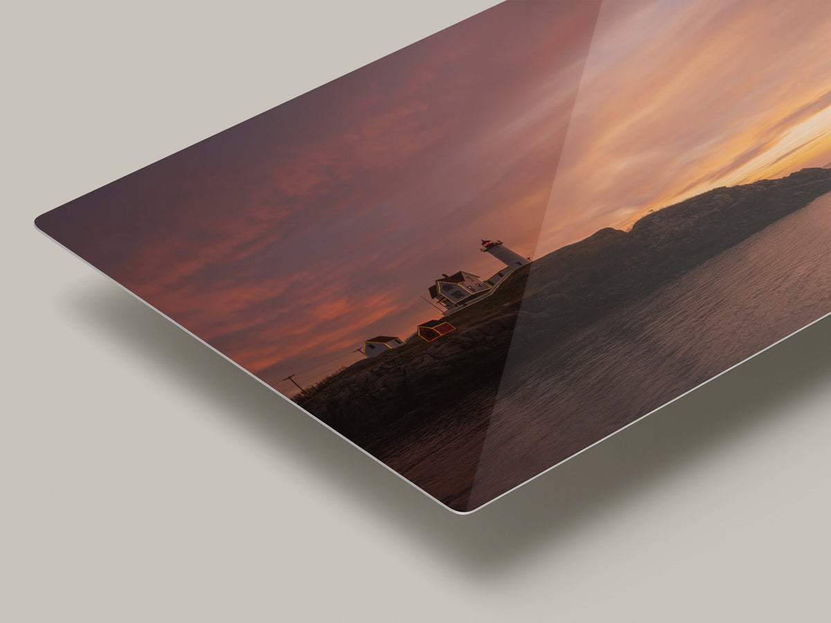 Nubble Lighthouse Wall Art, Maine Coastal Sunrise Fine Art Print