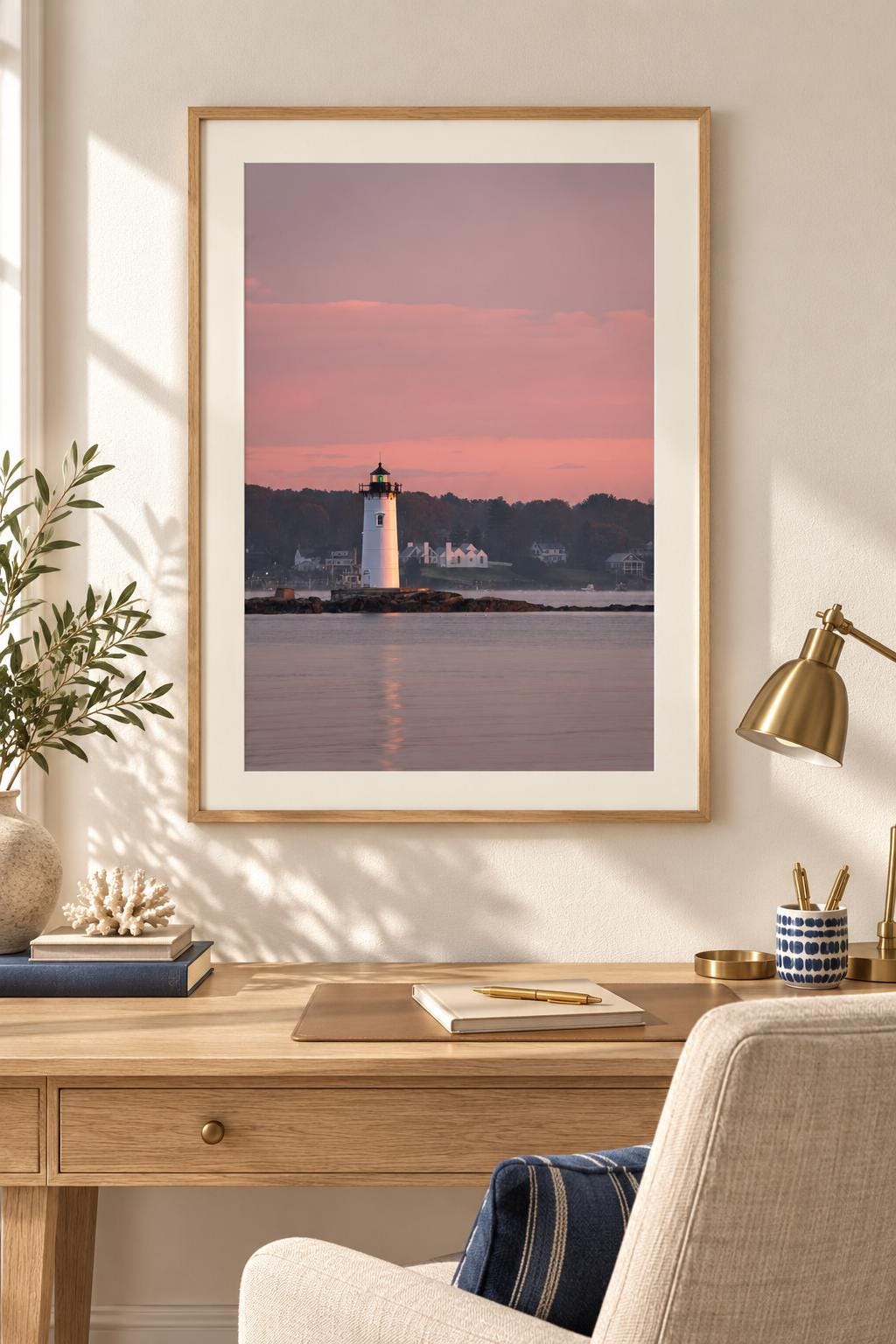 Portsmouth Harbor Lighthouse Art, Sunrise Print, New Castle NH