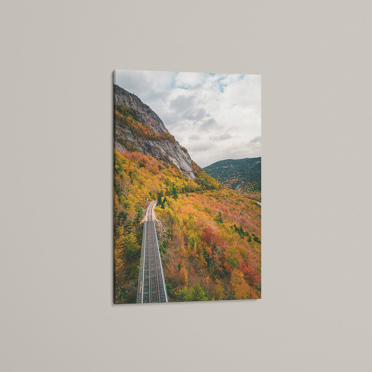 New Hampshire Fall Foliage Print, Crawford Notch Railroad Wall Art