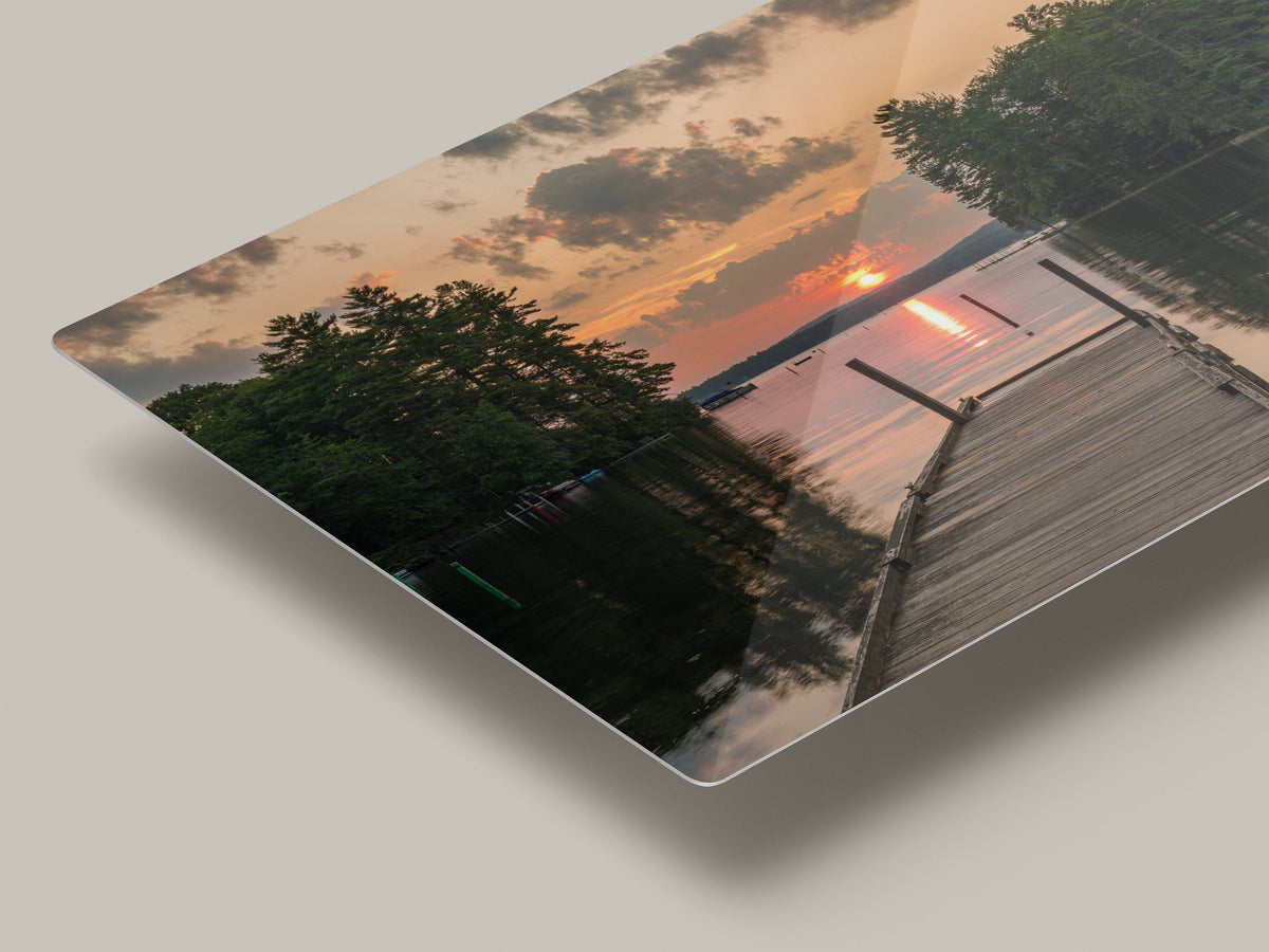 Lake House Wall Art, Great East Lake Dock Sunset Landscape Print