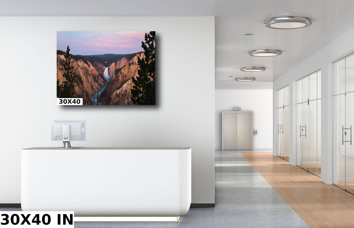 Yellowstone Lower Falls Print, Sunrise Artist Point Photo Wall Art