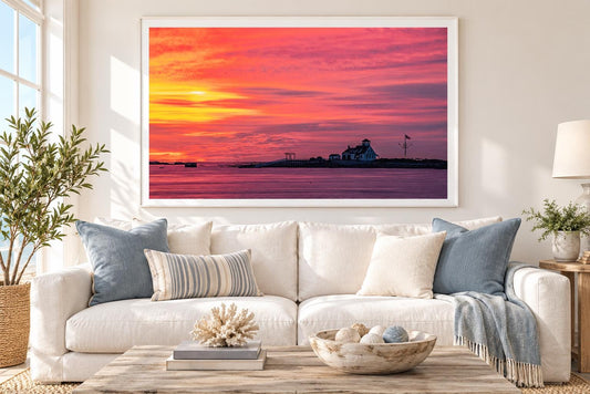 Kittery Maine Photography, Wood Island Life Saving Station Sunrise Print