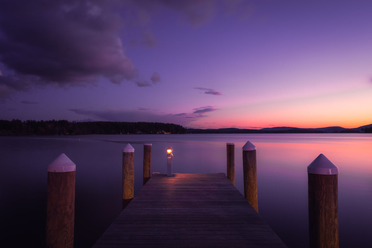 Lake Winnipesaukee Print, Wolfeboro Docks Sunset Photo Wall Art