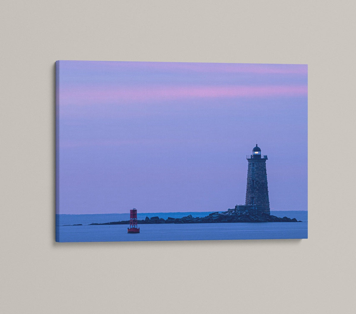 Whaleback Lighthouse Print, Pastel Sunrise Portsmouth Harbor Art