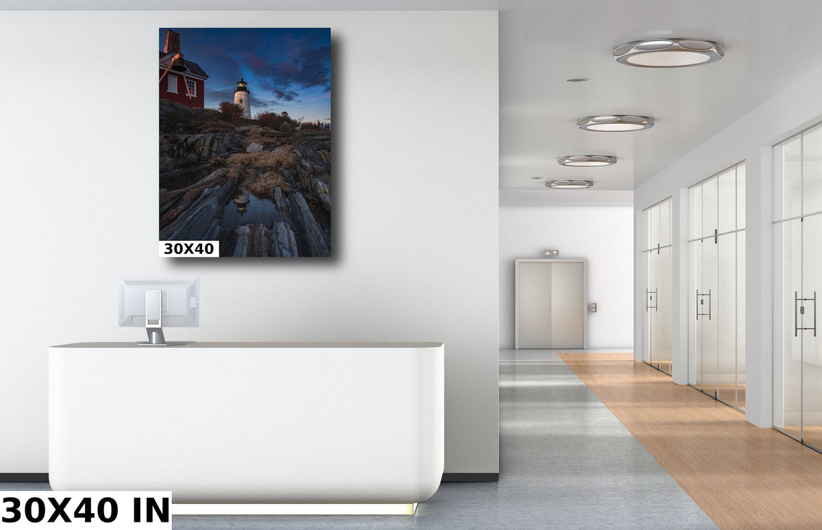Pemaquid Point Lighthouse Print, Maine Coastal Canvas Wall Art