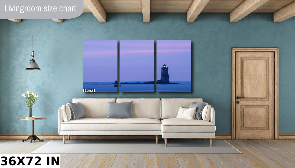 Whaleback Lighthouse Print, Pastel Sunrise Portsmouth Harbor Art