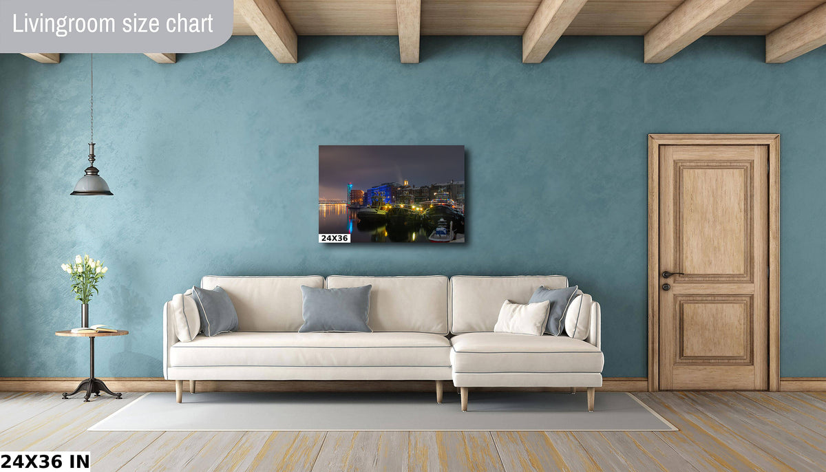 Portsmouth NH Wall Art, Harbor Tugboats Winter Print, New Hampshire