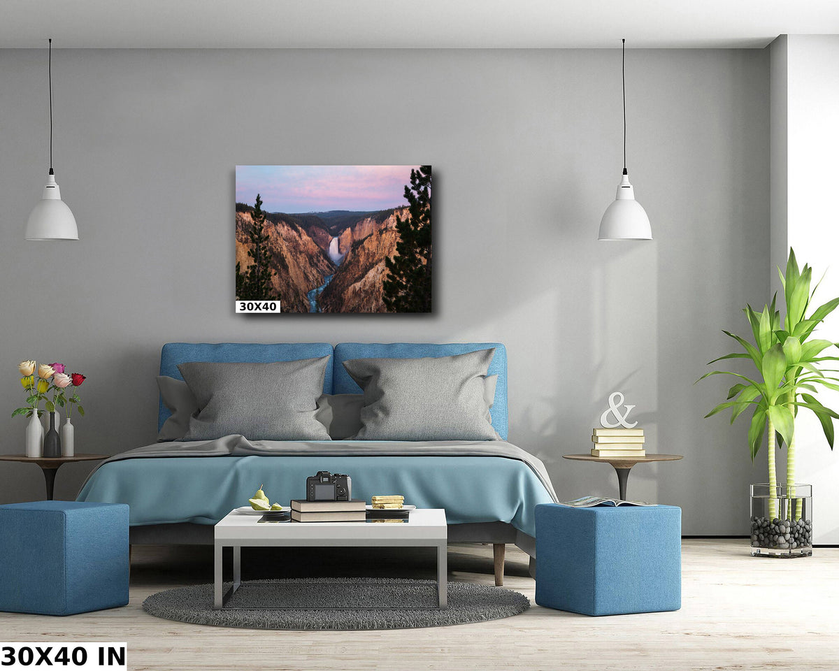 Yellowstone Lower Falls Print, Sunrise Artist Point Photo Wall Art