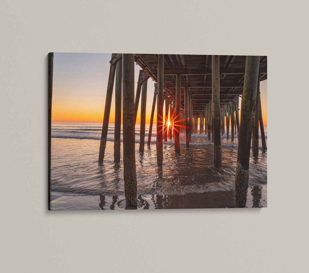 Maine Coastal Wall Art, Old Orchard Beach Pier Sunrise Print