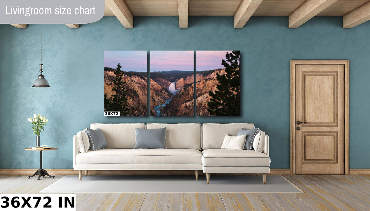 Yellowstone Lower Falls Print, Sunrise Artist Point Photo Wall Art