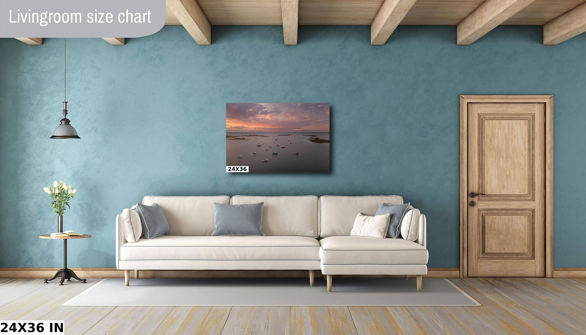 Maine Coastal Wall Art, Cape Porpoise Harbor Sunrise Aerial Print