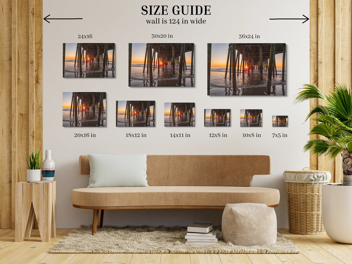 Maine Coastal Wall Art, Old Orchard Beach Pier Sunrise Print
