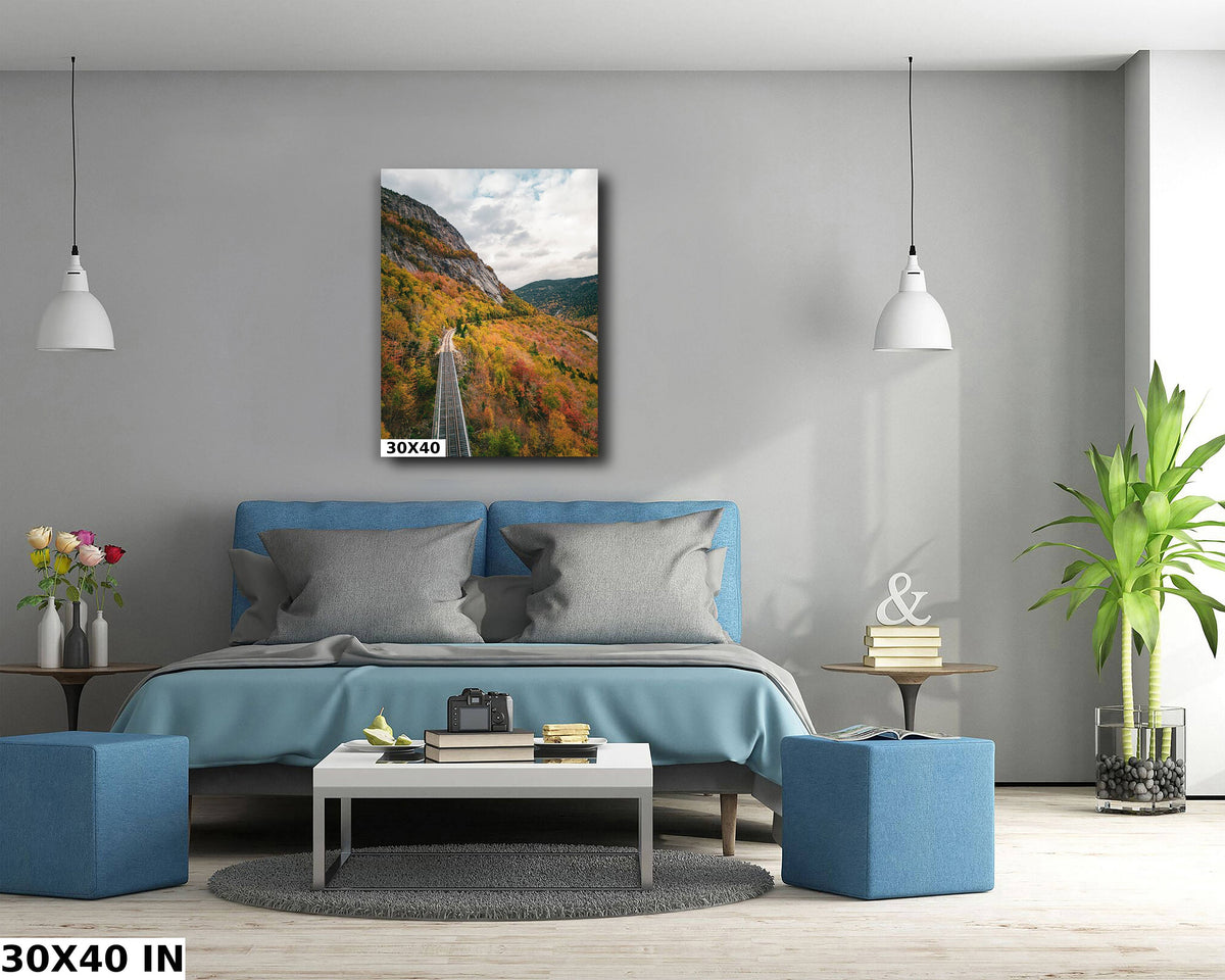 New Hampshire Fall Foliage Print, Crawford Notch Railroad Wall Art