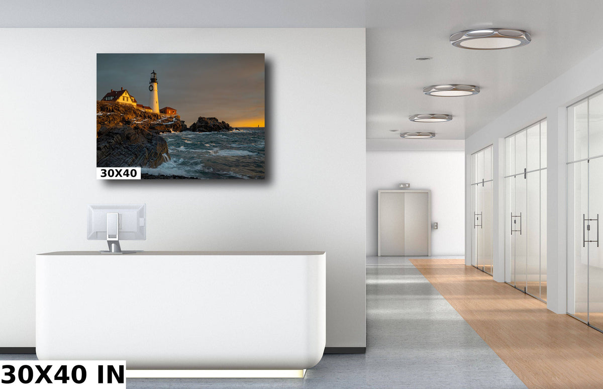 Portland Head Light Print, Sunrise Maine Lighthouse Wall Art