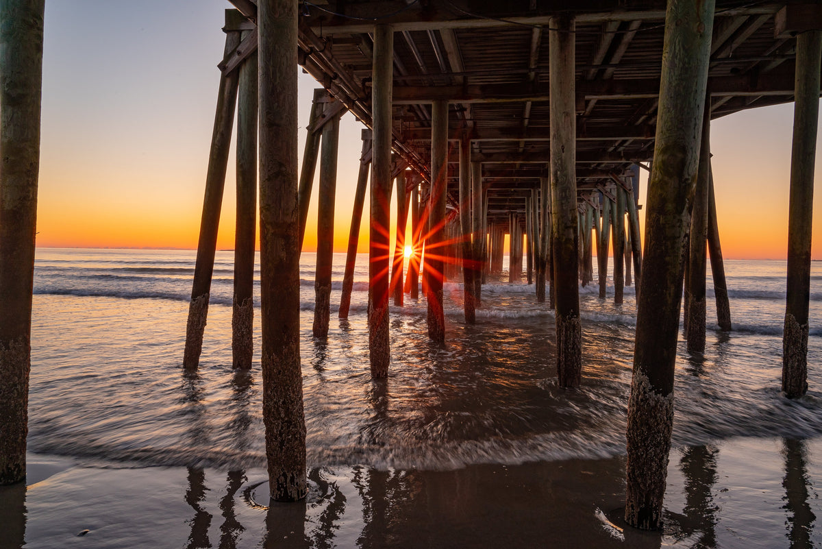 Maine Coastal Wall Art, Old Orchard Beach Pier Sunrise Print