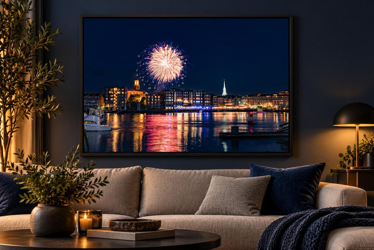 Portsmouth NH Fireworks Print, Portsmouth Harbor Coastal Wall Art
