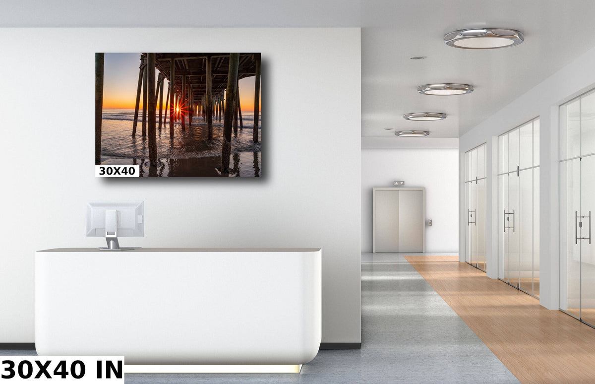 Maine Coastal Wall Art, Old Orchard Beach Pier Sunrise Print