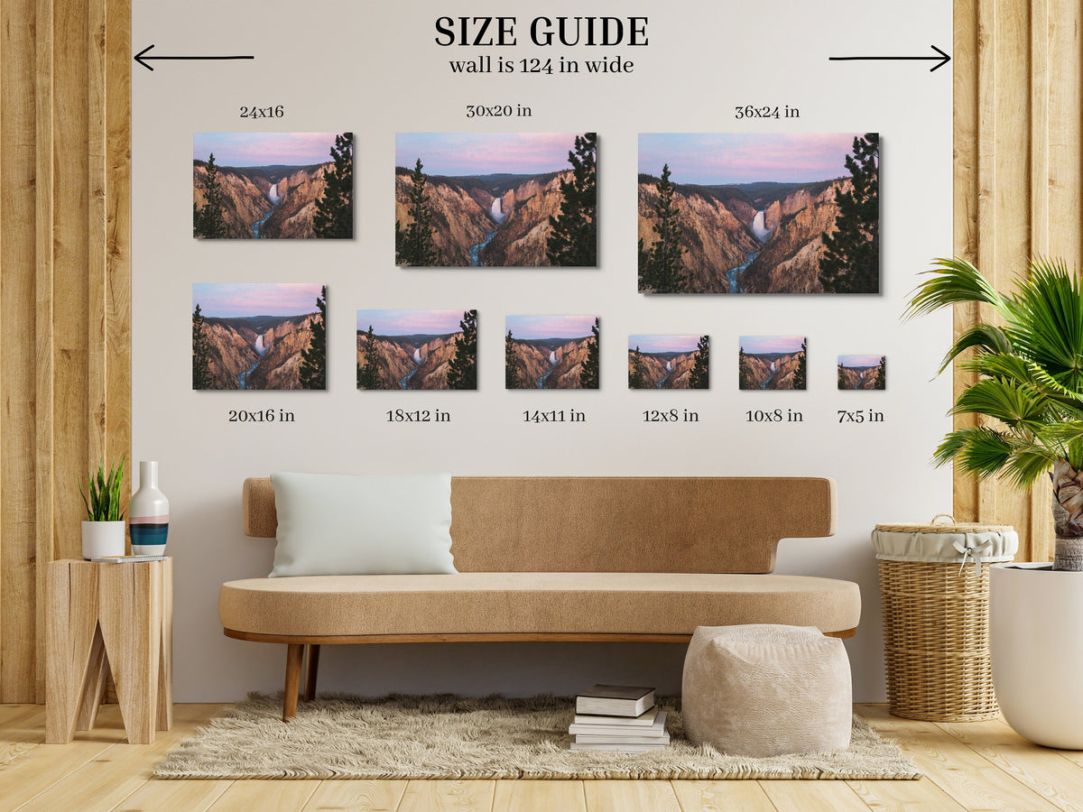 Yellowstone Lower Falls Print, Sunrise Artist Point Photo Wall Art