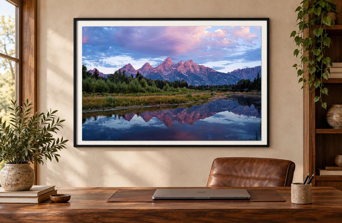 Grand Teton Sunrise Print, Schwabacher Landing National Park Art