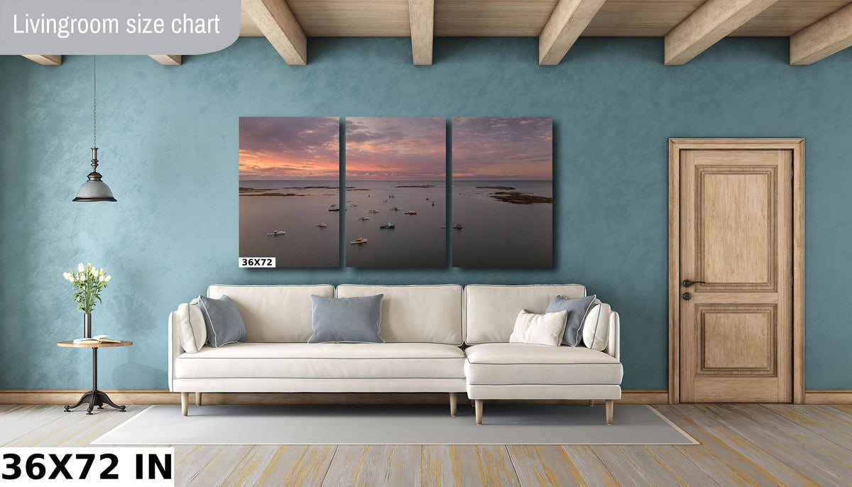 Maine Coastal Wall Art, Cape Porpoise Harbor Sunrise Aerial Print