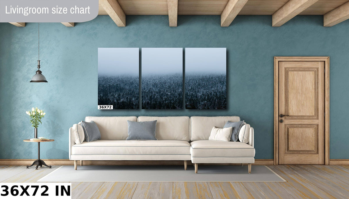 Winter Forest Wall Art, Snowy Evergreen Mountains Photography Print