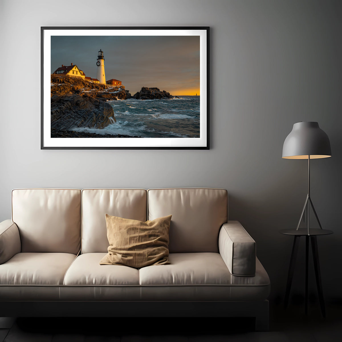 Portland Head Light Print, Sunrise Maine Lighthouse Wall Art