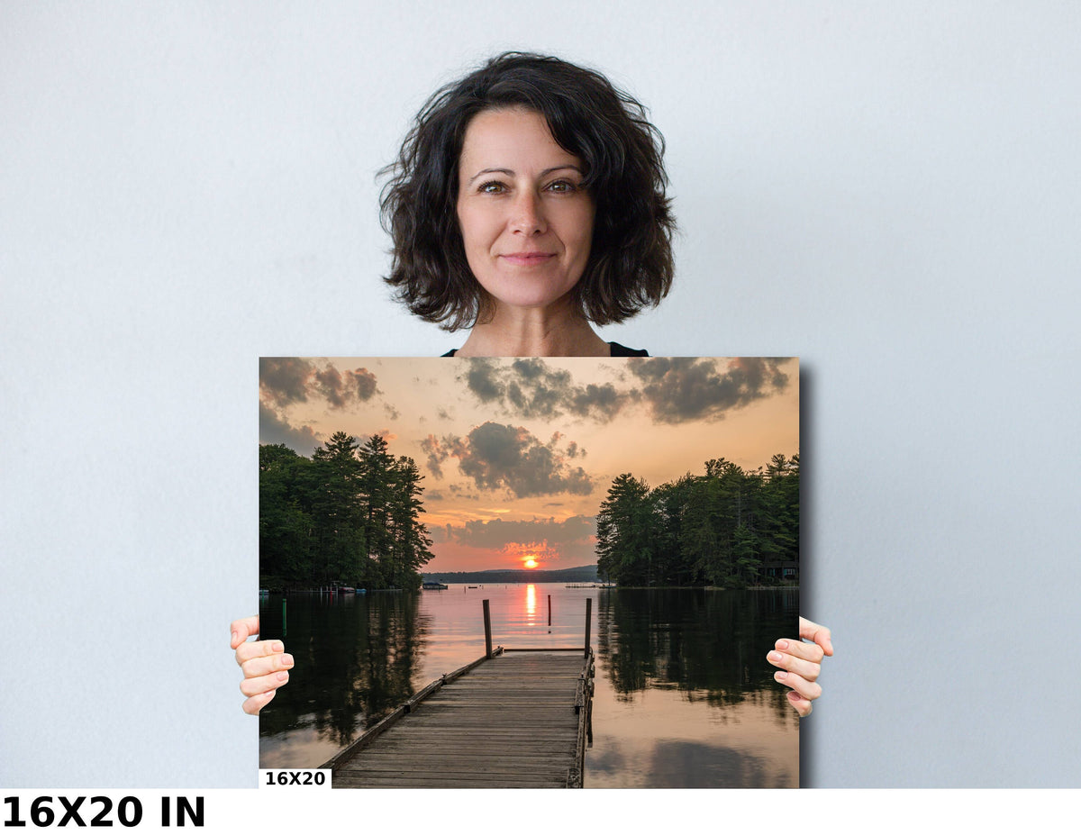 Lake House Wall Art, Great East Lake Dock Sunset Landscape Print