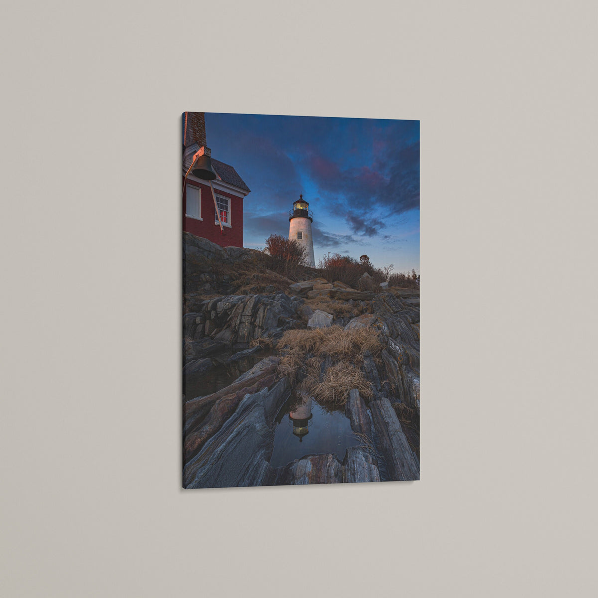 Pemaquid Point Lighthouse Print, Maine Coastal Canvas Wall Art