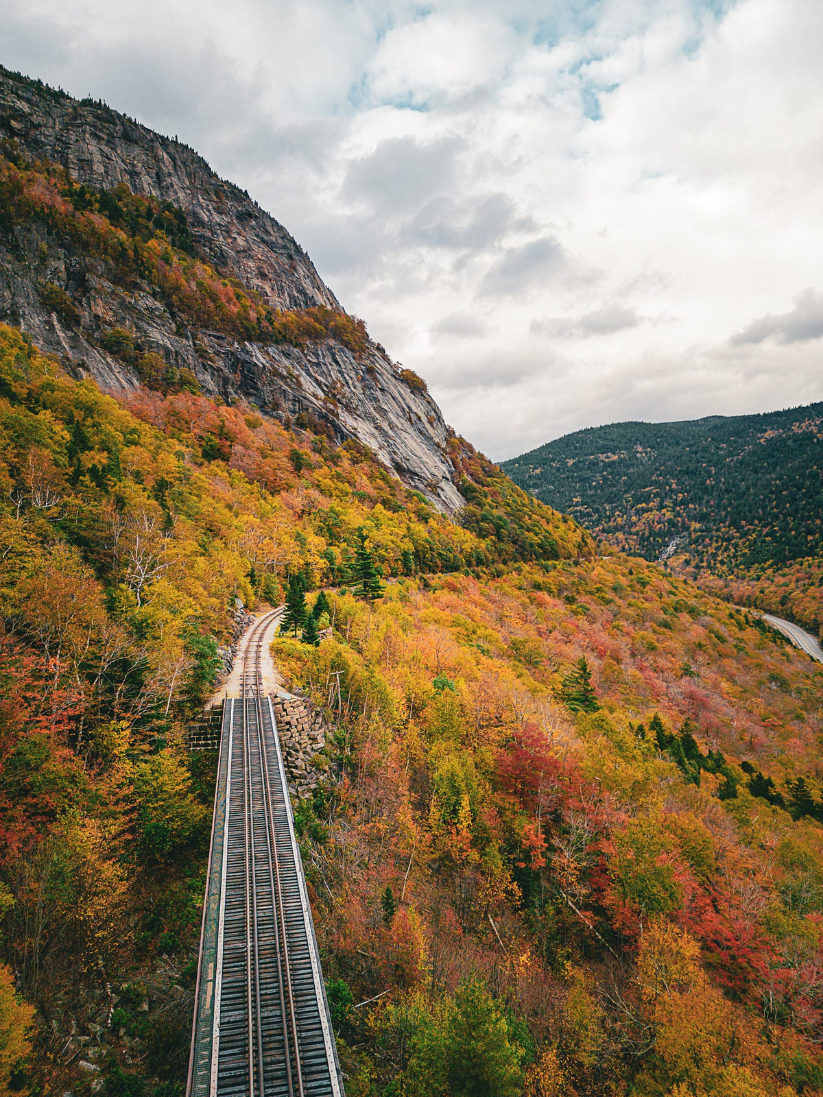 New Hampshire Fall Foliage Print, Crawford Notch Railroad Wall Art